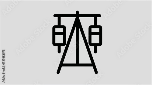 Amusement park ride or fairground attraction line icon vector illustration. Entertainment carnival symbol, recreational fun graphic.