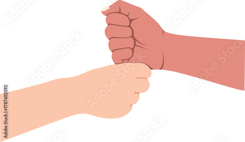 Diverse hands performing a fist bump gesture