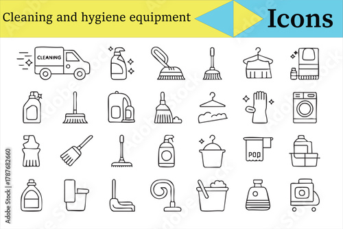 Home cleaning and hygiene icons