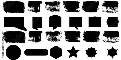 Comic burst, speech bubble, and text box silhouettes in vector style. essential graphic elements set for comic design, pop art, dialog highlights, and creative retro style storytelling