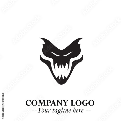 Head of Dracula Logo Symbol in Black on the White Background with Horror Minimal Vector Design