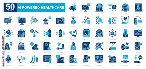 AI Powered Healthcare dualtone iconset
