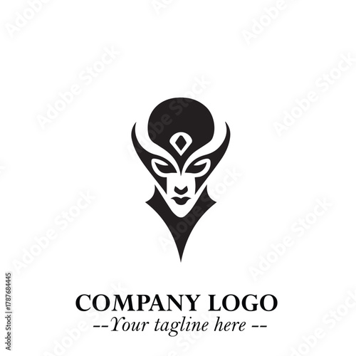 Head of Dracula Logo Symbol in Black on the White Background with Horror Minimal Vector Design