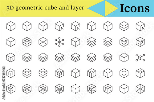 Modern 3D structure and geometry icons