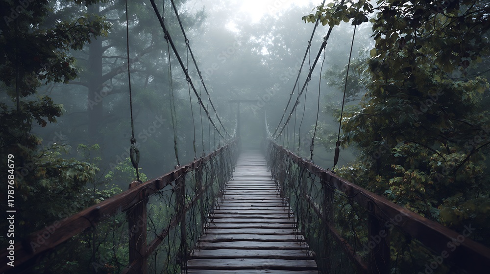 Obraz premium suspension bridge in the forest
