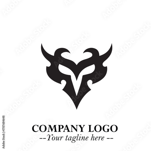 Head of Dracula Logo Symbol in Black on the White Background with Horror Minimal Vector Design