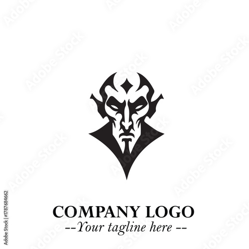 Head of Dracula Logo Symbol in Black on the White Background with Horror Minimal Vector Design