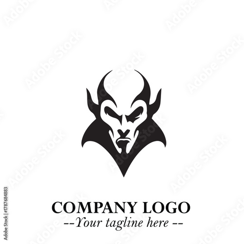 Head of Dracula Logo Symbol in Black on the White Background with Horror Minimal Vector Design