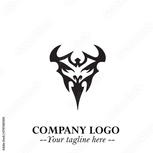 Head of Dracula Logo Symbol in Black on the White Background with Horror Minimal Vector Design