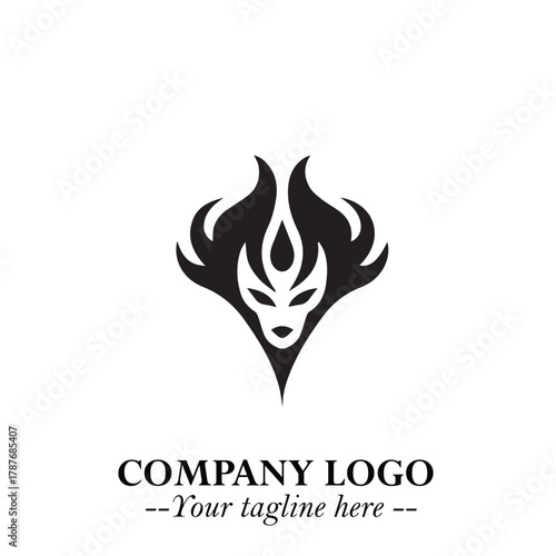 Head of Dracula Logo Symbol in Black on the White Background with Horror Minimal Vector Design