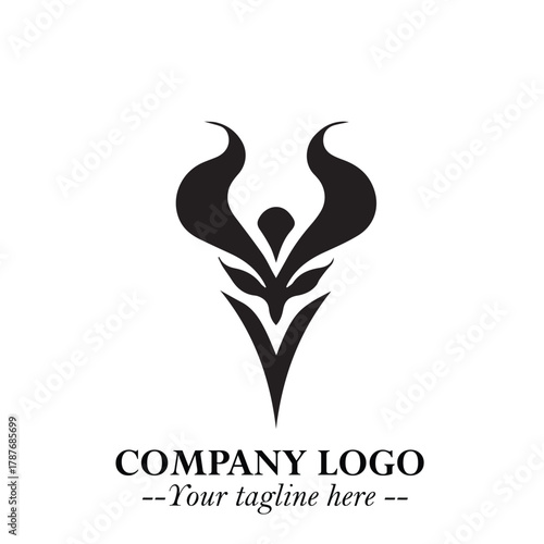 Head of Dracula Logo Symbol in Black on the White Background with Horror Minimal Vector Design