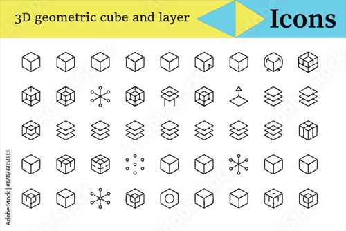 Isometric and geometric shapes icons
