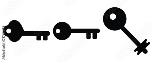 key of love silhouette Valentine icon set,Black color simple Vector icons