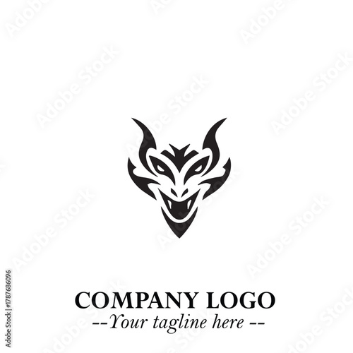 Head of Dracula Logo Symbol in Black on the White Background with Horror Minimal Vector Design