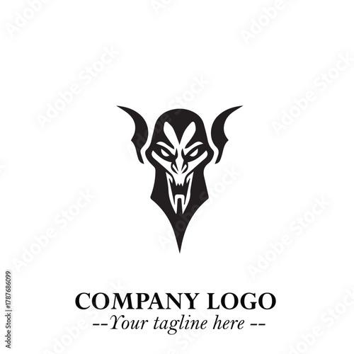 Head of Dracula Logo Symbol in Black on the White Background with Horror Minimal Vector Design