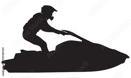 Jet ski rider silhouette on white background silhouette