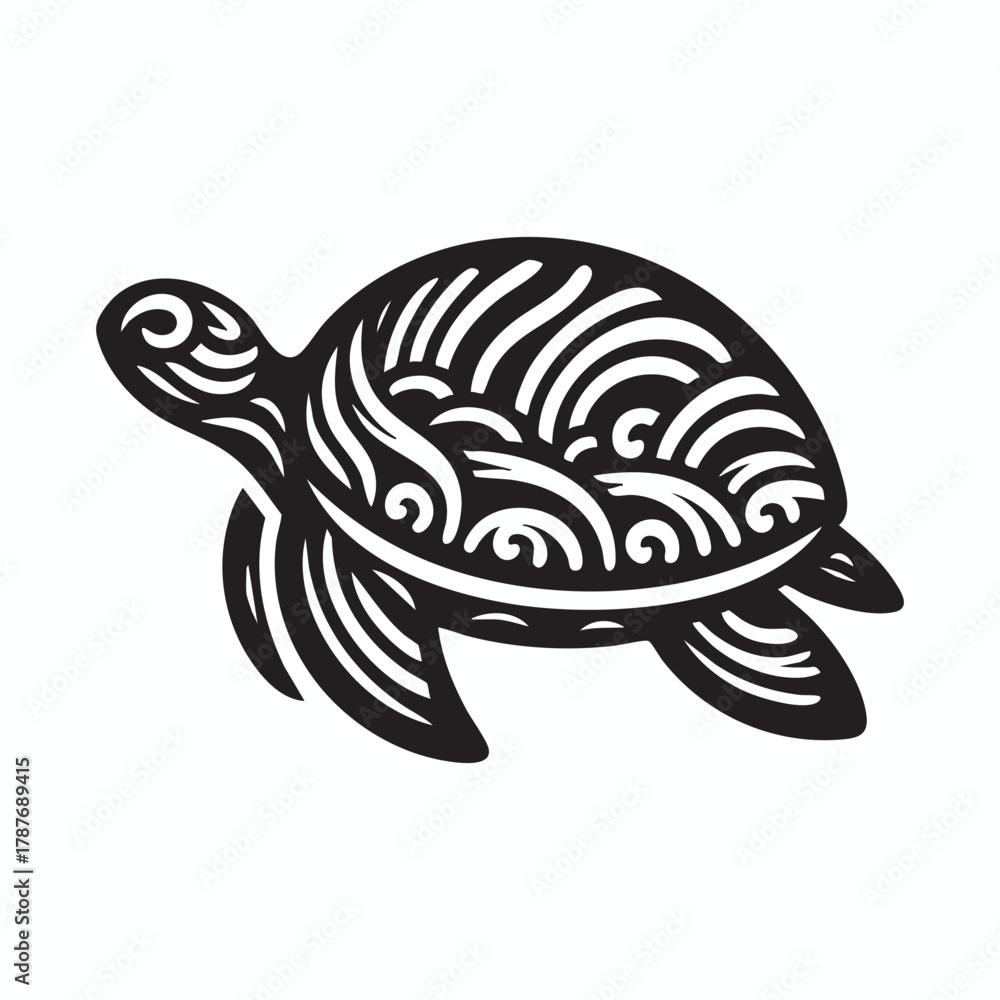 Fototapeta premium Turtle shilhoutte vector on white background