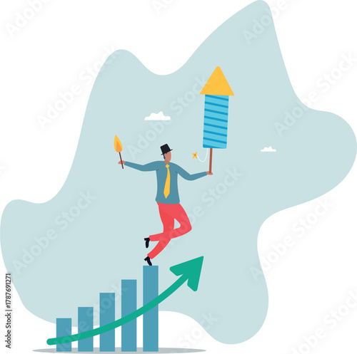 Grow your business, boost investment profit or earnings, increase growth or economic boom, career development.about a man and his life.