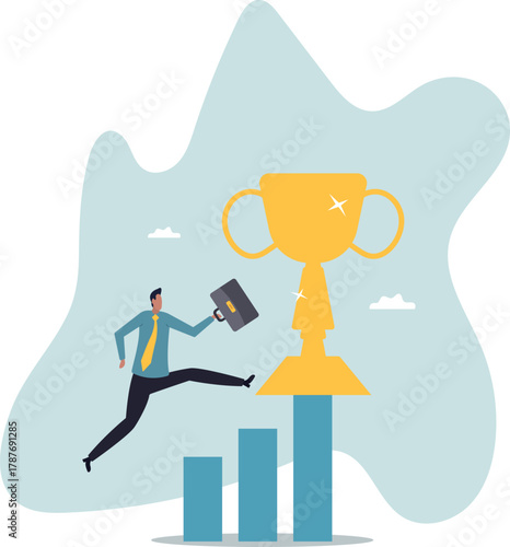 Motivation to drive success, achievement or reward motivate employee to improve and succeed, benefit, prize award .about a man and his life.