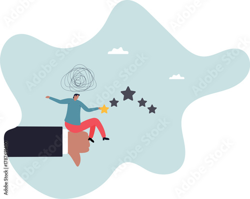 Negative feedback, bad review or one star customer feedback, terrible or poor quality user experience, low rating result or disappointment .about a man and his life.