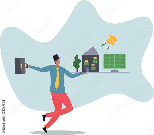 installation of solar panels on the facade of apartment buildings.