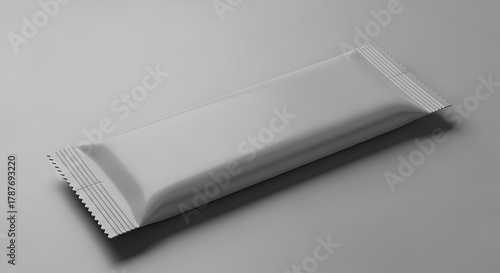Blank white sachet stick pack packaging mockup on gray background
