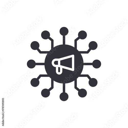 Digital Marketing Hub With Megaphone Center Icon
