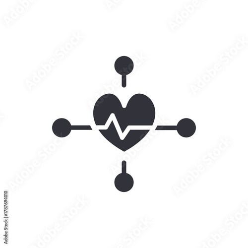 Heartbeat Network Connection System Medical Symbol Icon