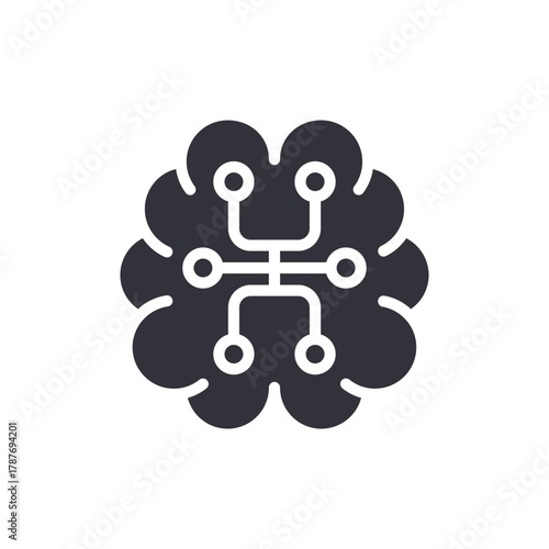 Artificial Brain Intelligence Network Symbol Flat Design