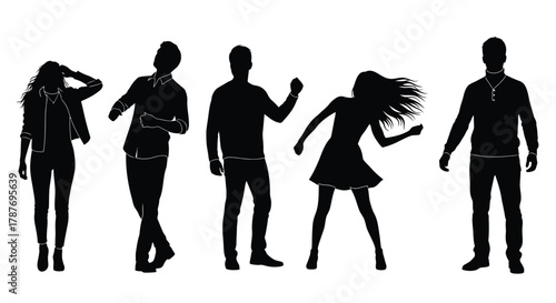 Silhouette people dancing party vector illustration stock image