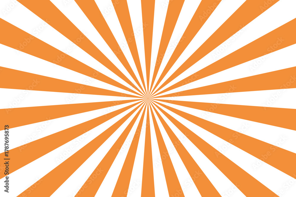 Fototapeta premium Orange sunburst stripes background with transparent rays. Bright vector sunray burst design for warm banners, social media, and illustration.