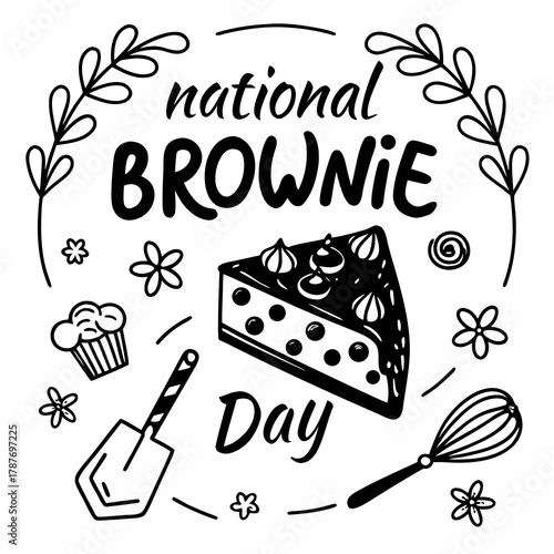 NATIONAL BROWNIE DAY vector illustration isolated on white background