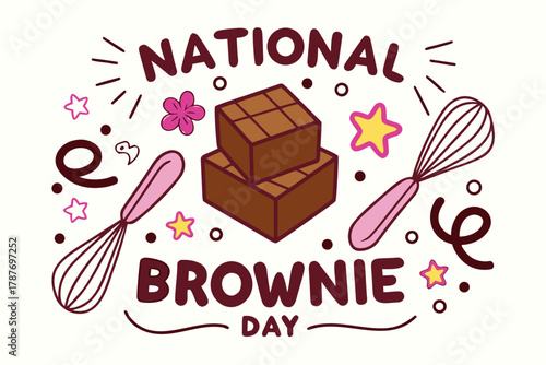 NATIONAL BROWNIE DAY vector illustration isolated on white background