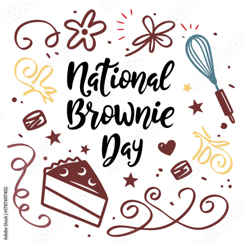 NATIONAL BROWNIE DAY vector illustration isolated on white background