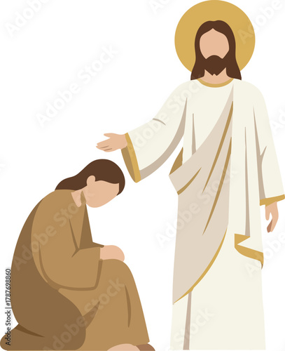 Jesus healing a person, Illustration of spiritual healing design art for graphic resources