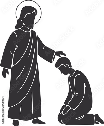 Jesus healing a person, Illustration of spiritual healing design art for graphic resources