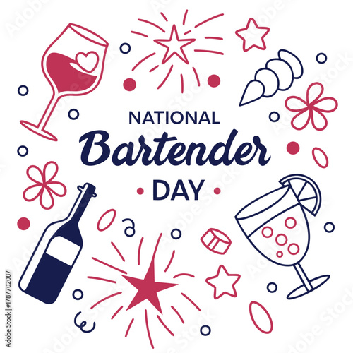 NATIONAL BARTENDER DAY vector illustration 