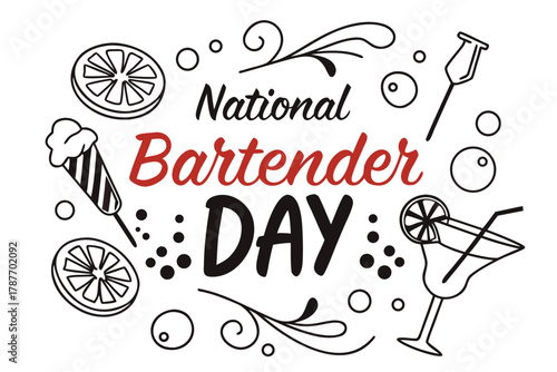 NATIONAL BARTENDER DAY vector illustration 