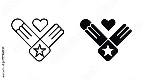 Military service emblem icon featuring stylized wings, a prominent star, and a heartfelt symbol, representing valor, honor, and patriotic love and support