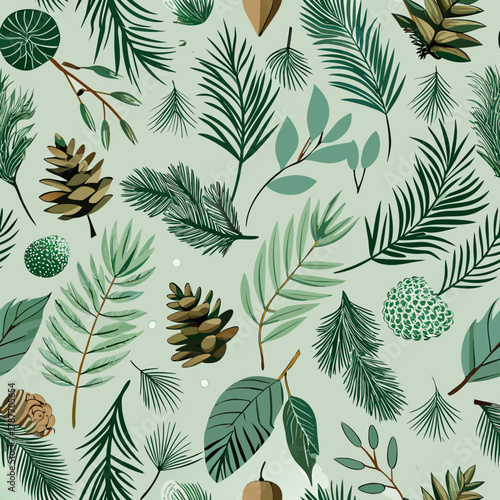 Seamless Pine and Fir Leaf Pattern