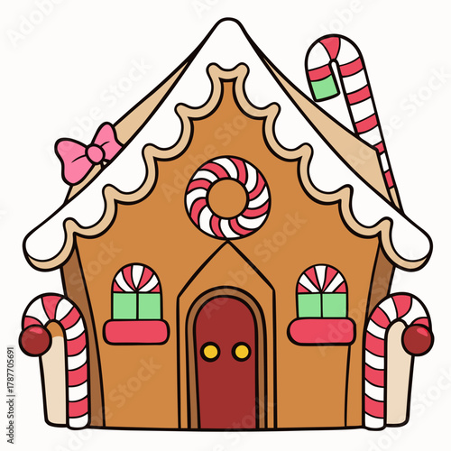 Cute Gingerbread House with Candy Decorations