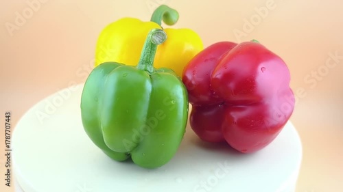 Red, green, and yellow bell peppers