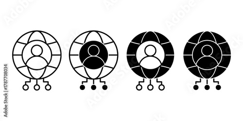 User Network Profile Black Icon Bundle for Online Account and Social Connection