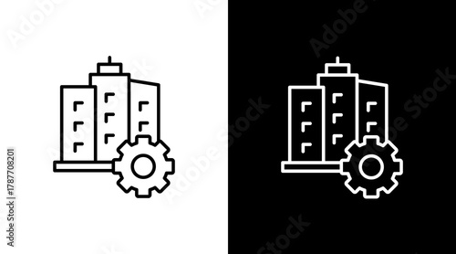 Building Management White Icon Set Design