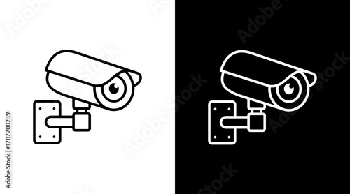 Security Camera White Icon Set Design