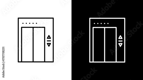 Elevator Control White Icon Set Design