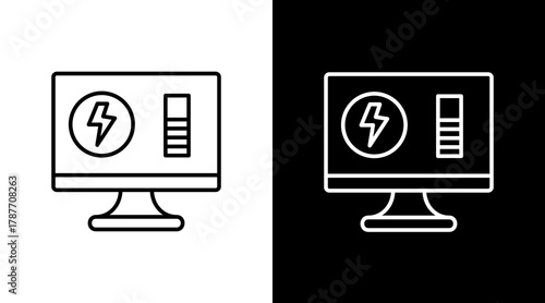 Energy Monitoring White Icon Set Design
