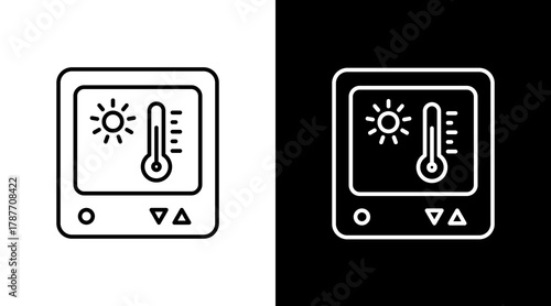 Smart Thermostat White Icon Set Design