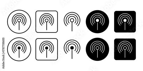 Wireless Hotspot Black Icon Bundle for Mobile Internet and WiFi Network Connection