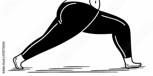 Illustration of a person in black leggings performing a lunge exercise on a white background vector art